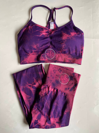 2-Piece Sports Bra & Legging Set - Dark Pink/Purple